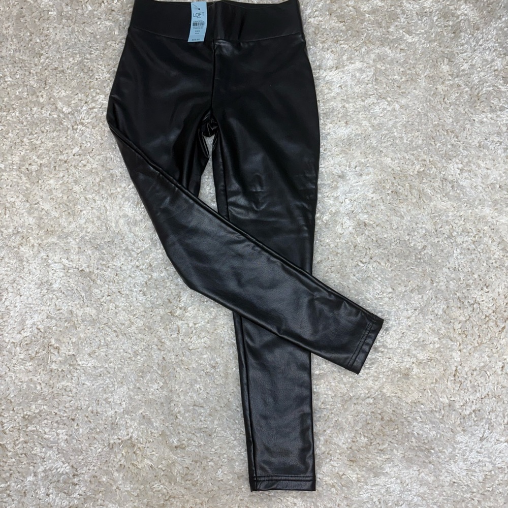 LOFT Black Faux Leather Pants
